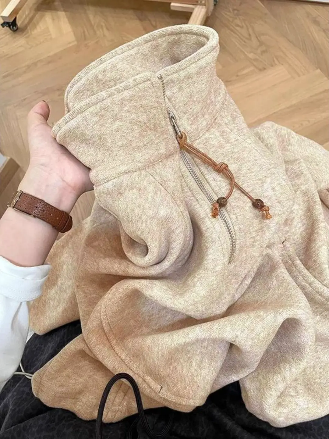 Fleece Lined Zip up Hoodie College Style Outdoor Warmth Base Layer Sweatshirt Long Sleeve Women's Regular Fit Thermal Jacket