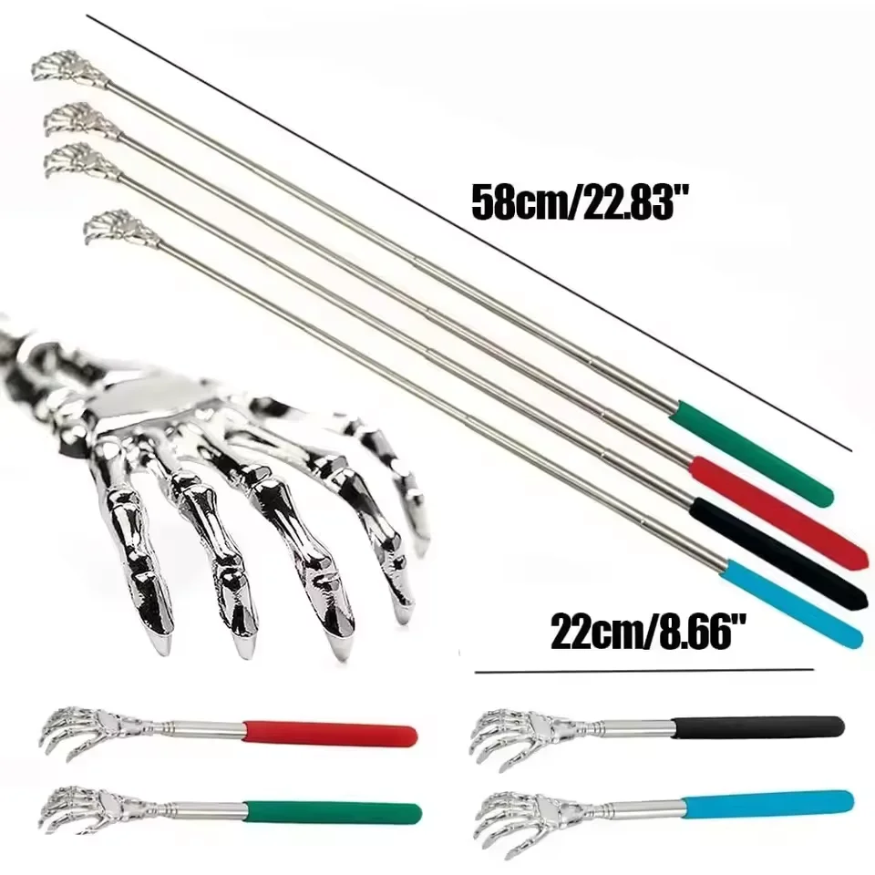 Portable Stainless Steel Back Scratcher Telescopic Scratching Massager with Comfort Grip Handle Health Product Hackle Handicraft