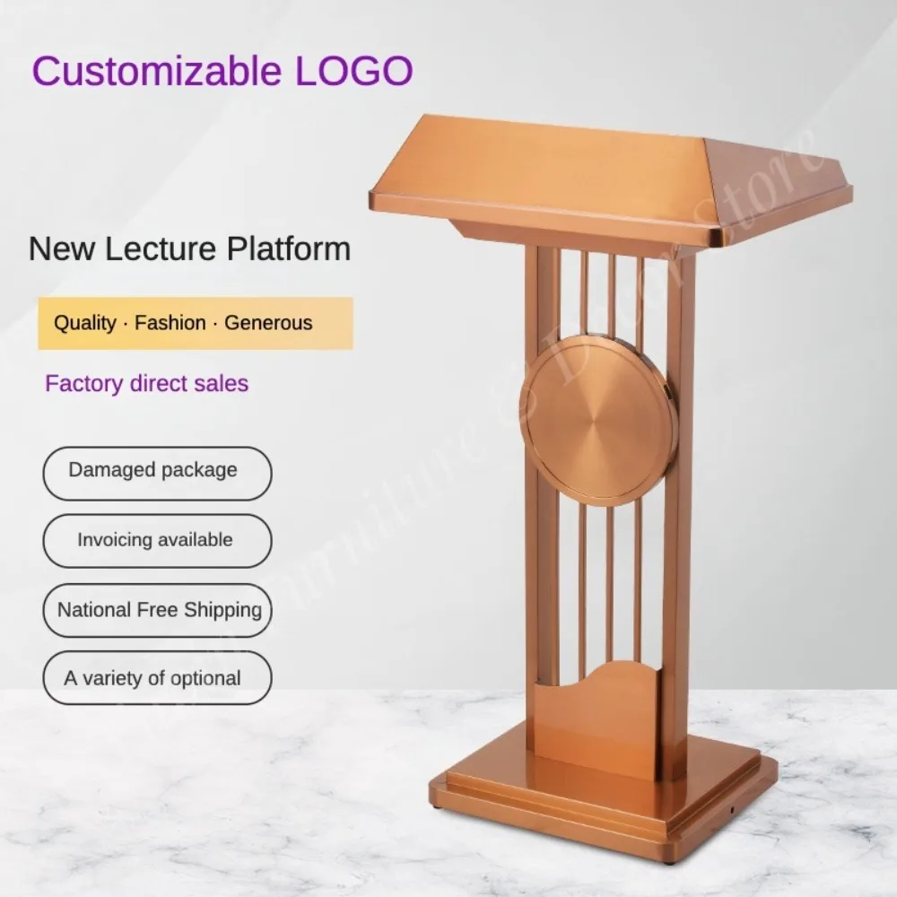 Outdoor Stainless Steel Shopping Mall Guidance Desk Painted Welcome Reception Registration Speech and Presentation Table