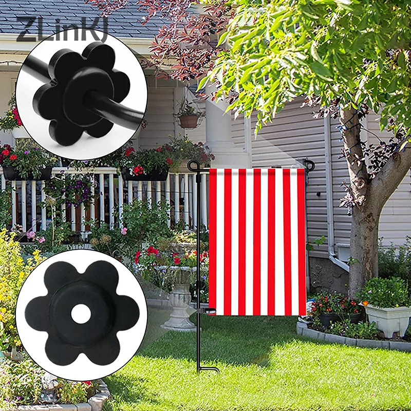 6PCS Garden Flag Plum Blossom Stopper Banner Stoppers Rubber Pole Yard Accessories Banners Fixing