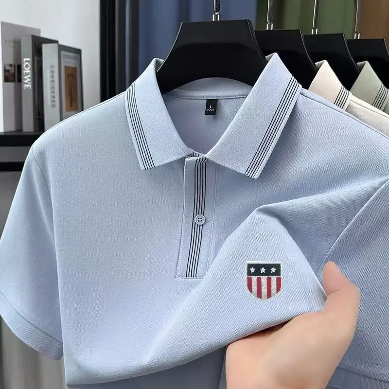 Premium Bestseller Herren Kurzarm-Poloshirt mit Kragen, Knöpfen und Musterdruck, Golf-T-Shirt, Sommer Business Mode Herrenbekleidung