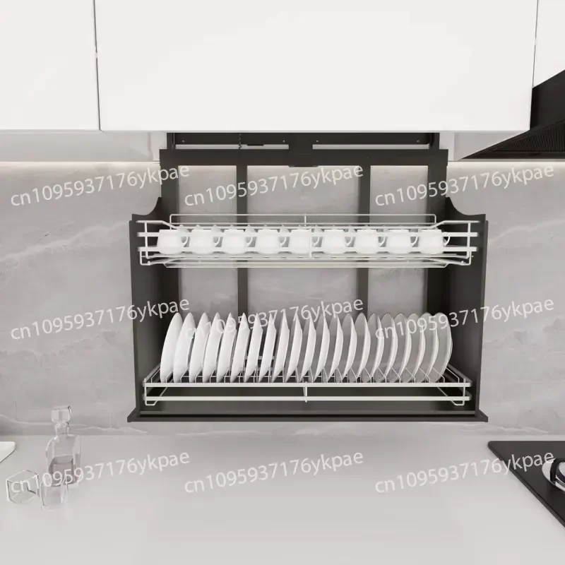Intelligent Electric Touch Hanging Cabinet Lift Basket Kitchen Cabinet Vertical Pull-down Up and Down Telescopic Voice Bowl