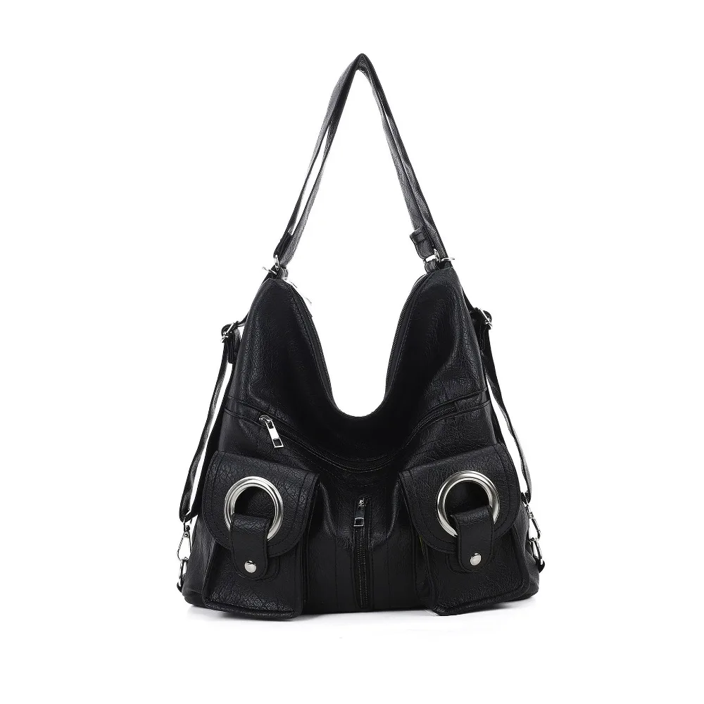 

Trend Y2K Retro Shoulder Bag Large Capacity Soft Leather Vintage Backpack Spicy Girl Handbag Locomotive Pack Shopping