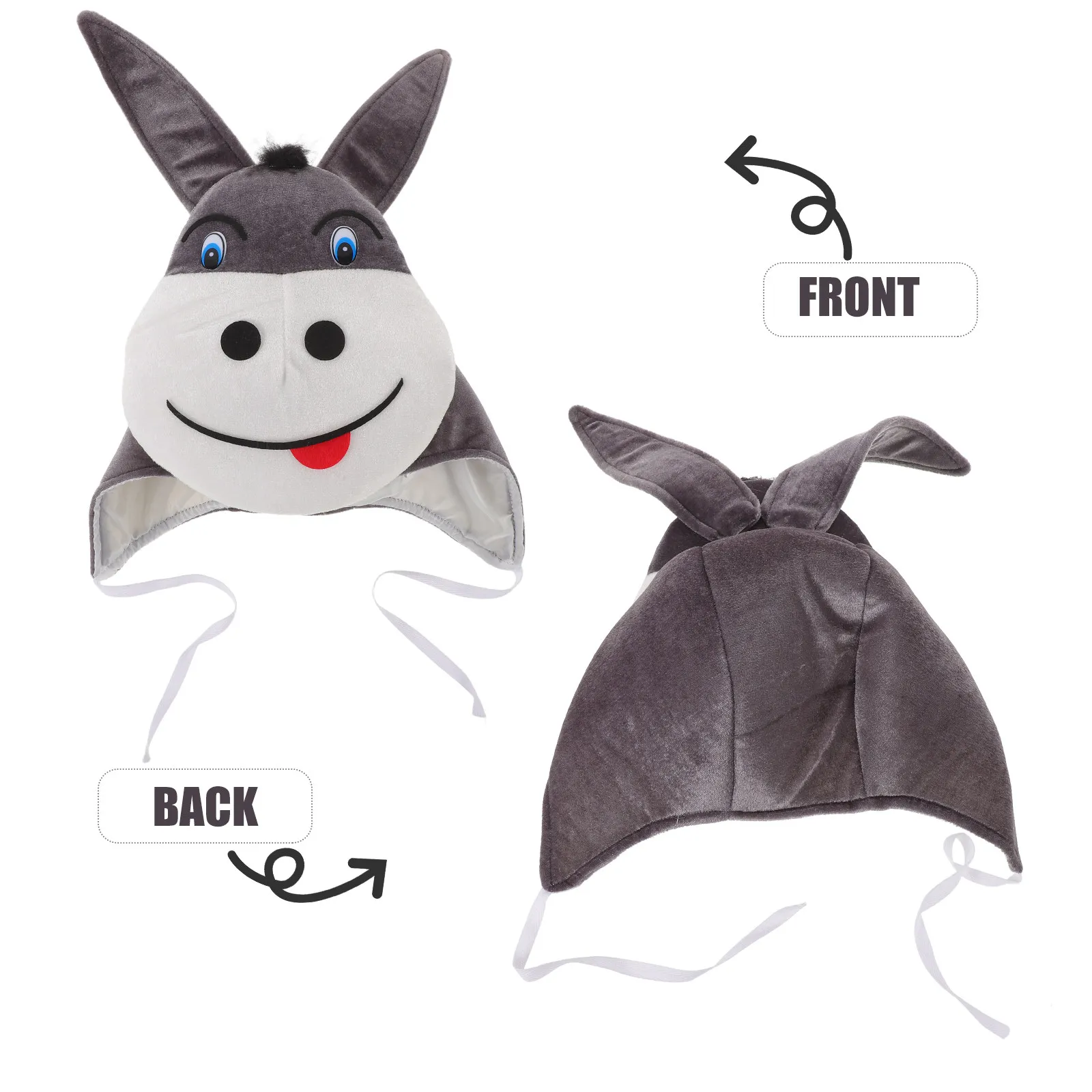 Donkey Beanie Cap Cute Animal Headwear Warm Winter Festival Party Costume Hat Holiday Dress Up Animal Headgear