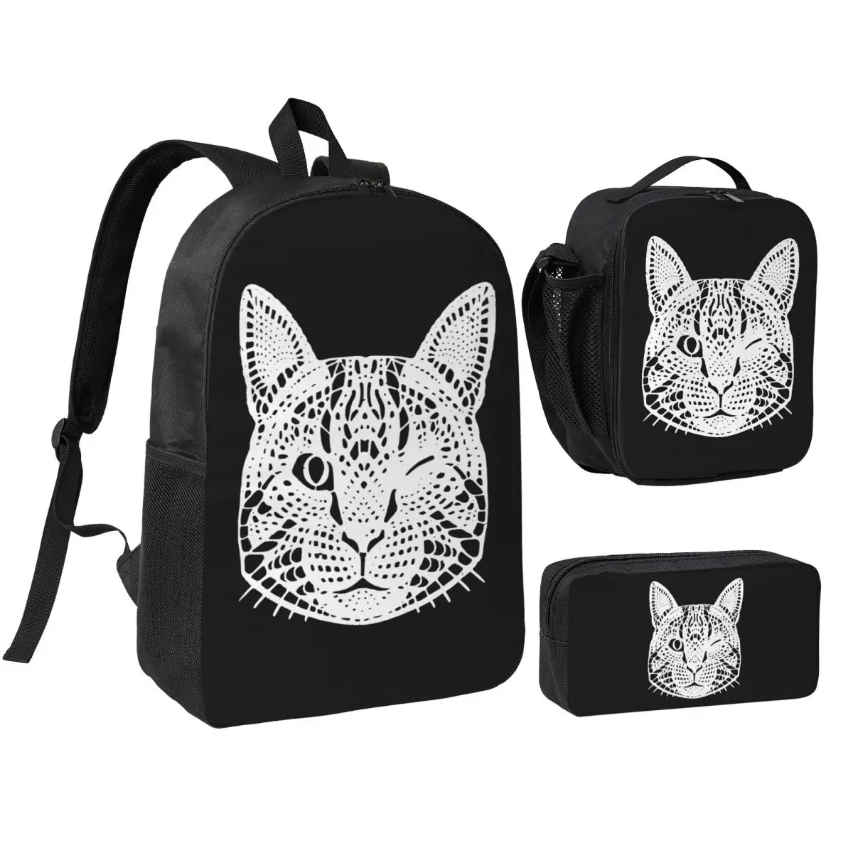 

Baby Lasagna Cat Backpack Student BookBag School Bag Shoulder Bags 3ps Insulated Lunch Bag Pencil Case