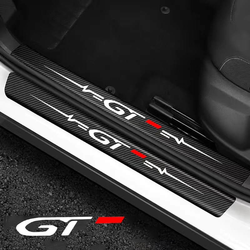 Car Interior for Peugeot GT GTI GTLine 301 307 107 207 3008 308 208 2008 206 Door Threshold Protective Film Trunk Sill Stickers view 6