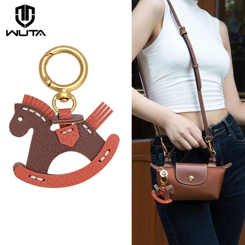 WUTA-abalorio para bolso de cuero genuino, colgante de caballo balancín para bolso Longchamp, adorno colgante, llavero, decoración, accesorios para