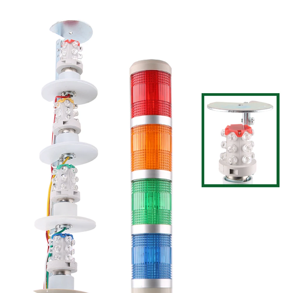 Spedizione gratuita 50mm Flash segnale fisso LED torre luce Multi-strati Stack luci di allarme spia per CNC industriale 24V 220V