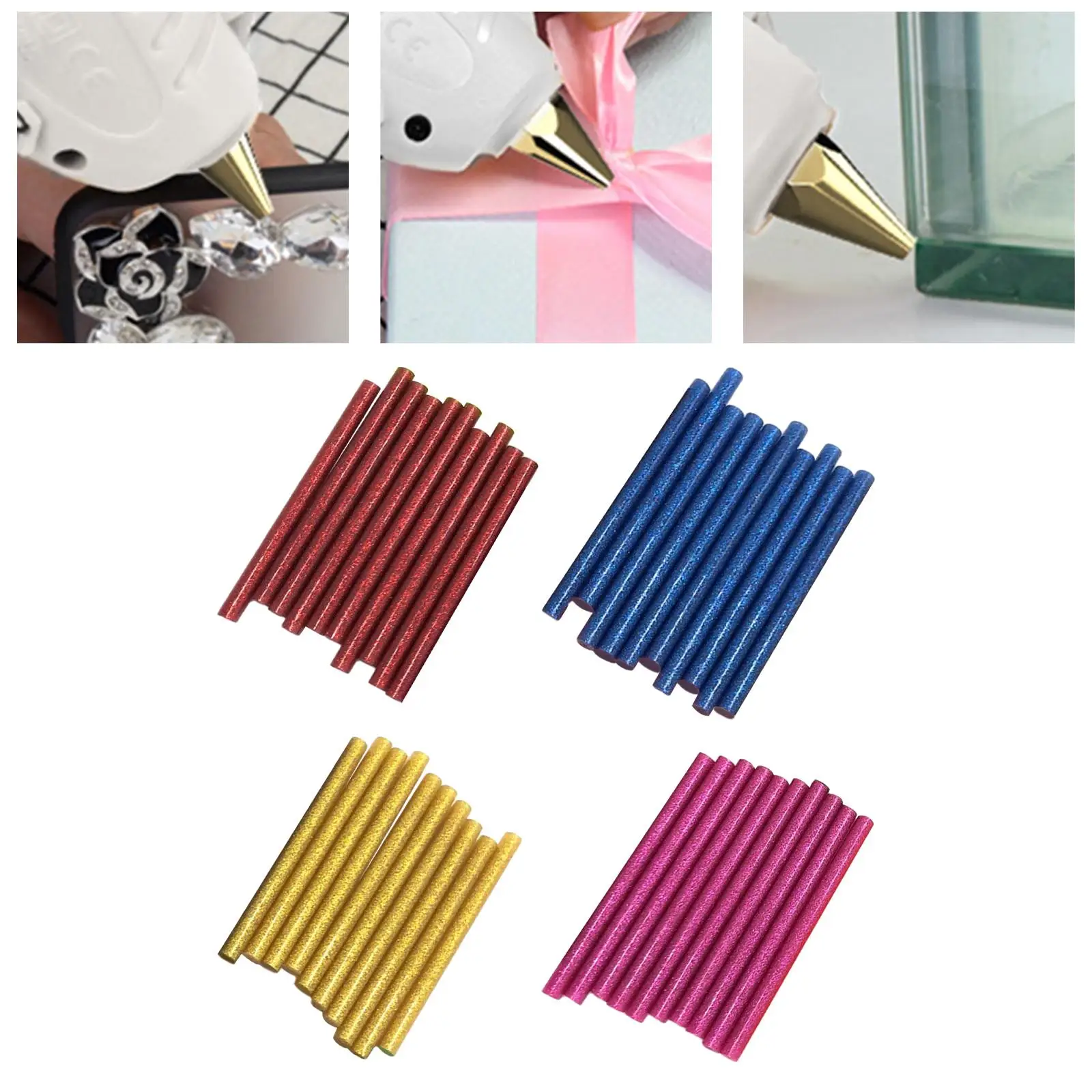 Colored Hot Melt Glue Sticks 7mm Mini Glitter Adhesive for DIY Art Craft Sealing Holiday Decoration