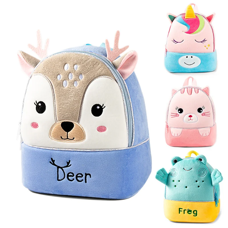 Cute 3D Deer School Bags para crianças, Mochilas Unicórnio dos desenhos animados, Jardim de Infância Meninas Crianças, Kawaii Schoolbag