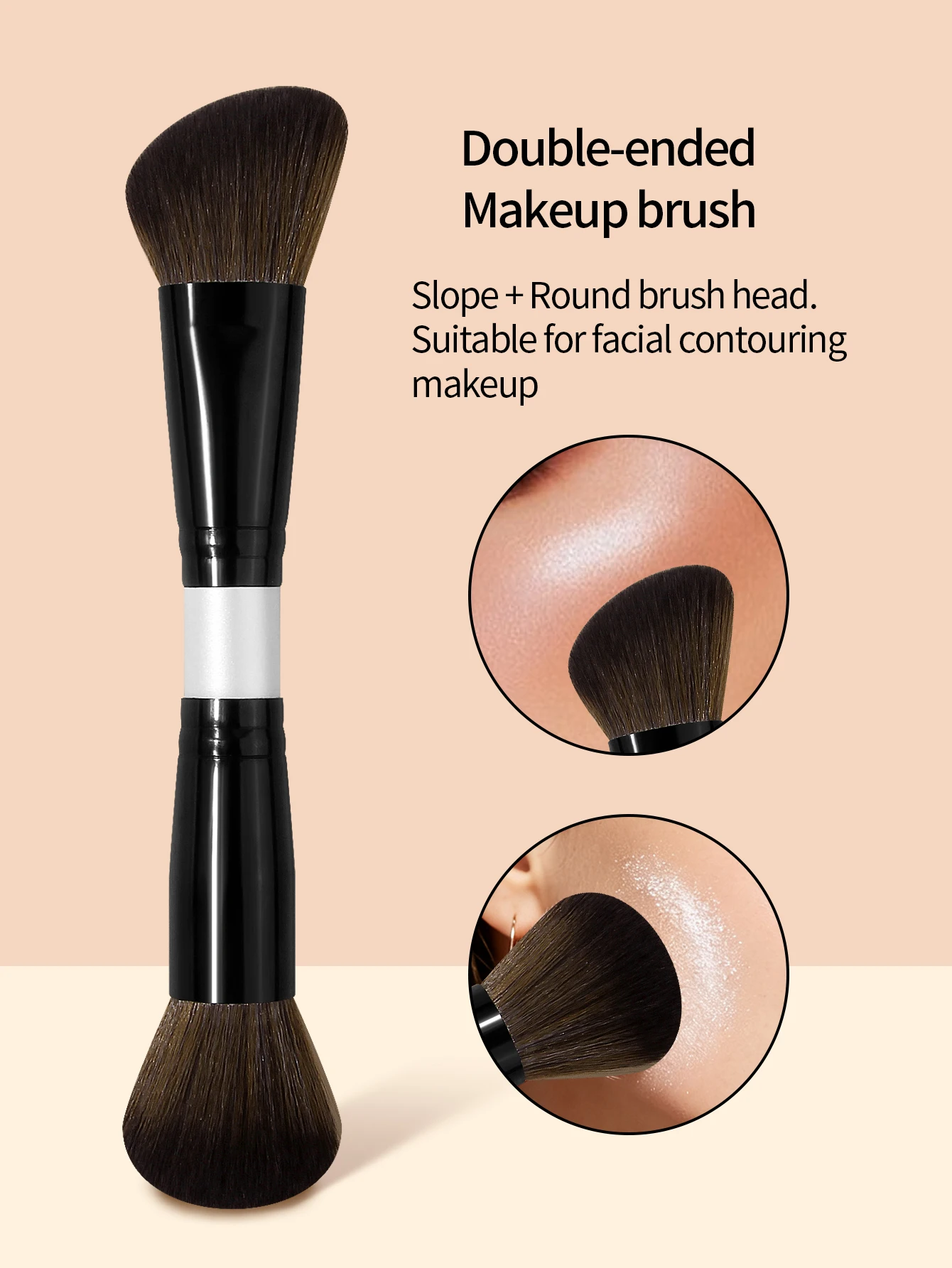 Facial Makeup Brush, a Portable Double-Headed Multi-Functional Makeup Brush, Contour Brush, Loose Powder Brush, Blush Brush, All