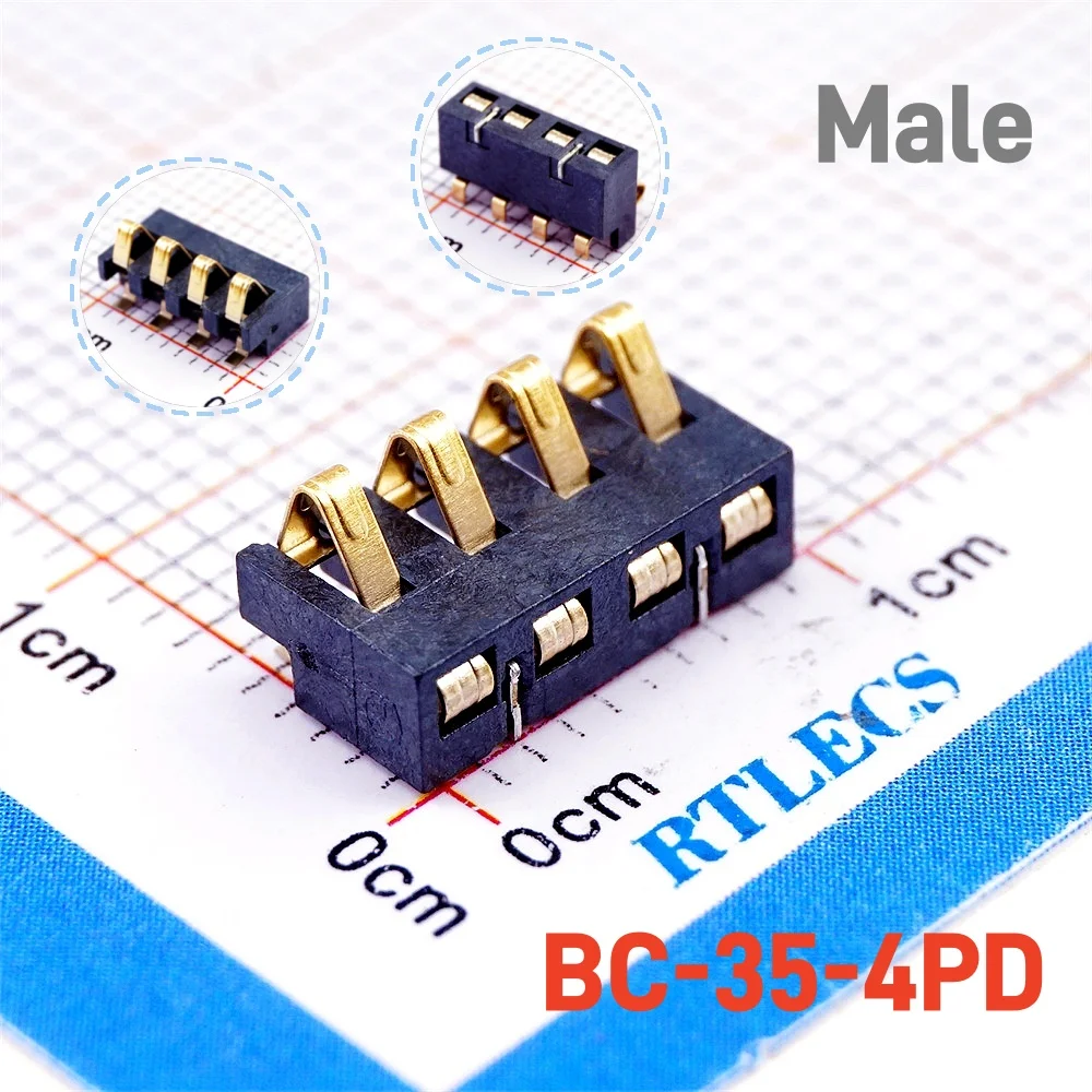 SMT Spring Battery Connector 2, 3, 4, 5, 6 Pins 2.5mm Pitch 2A 12V Reflow Solder Female Compression Gold Male Female 5 20 50 Pcs