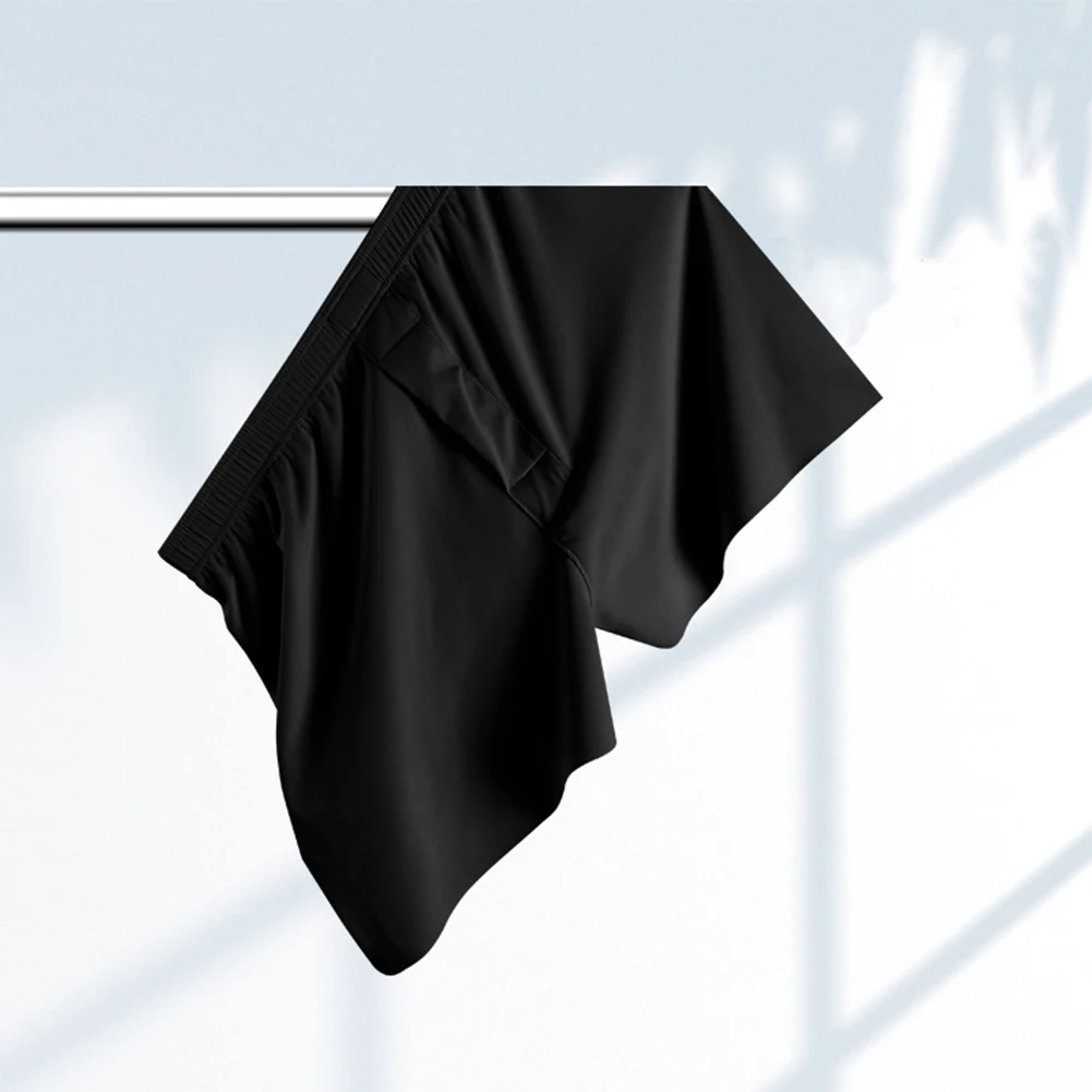 

Ice Silk Boxer Briefs Breathable Elastic Waist Fly Pouch Home Wear Male Panties Seamless Shorts Trunks Summer Thin