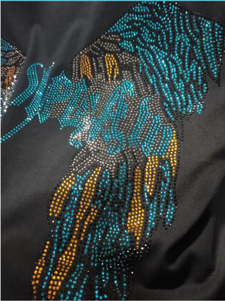 Men Loose Rhinestone Hooded Sweatshirt Premium Street Style Designer Clothes