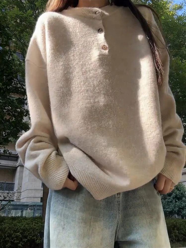 

Laid-ba Knitted Sweater Men's Sle Autumn Cleanfit Ne Heavyweight Couple Base irt Soft Loose Fit Long Sve