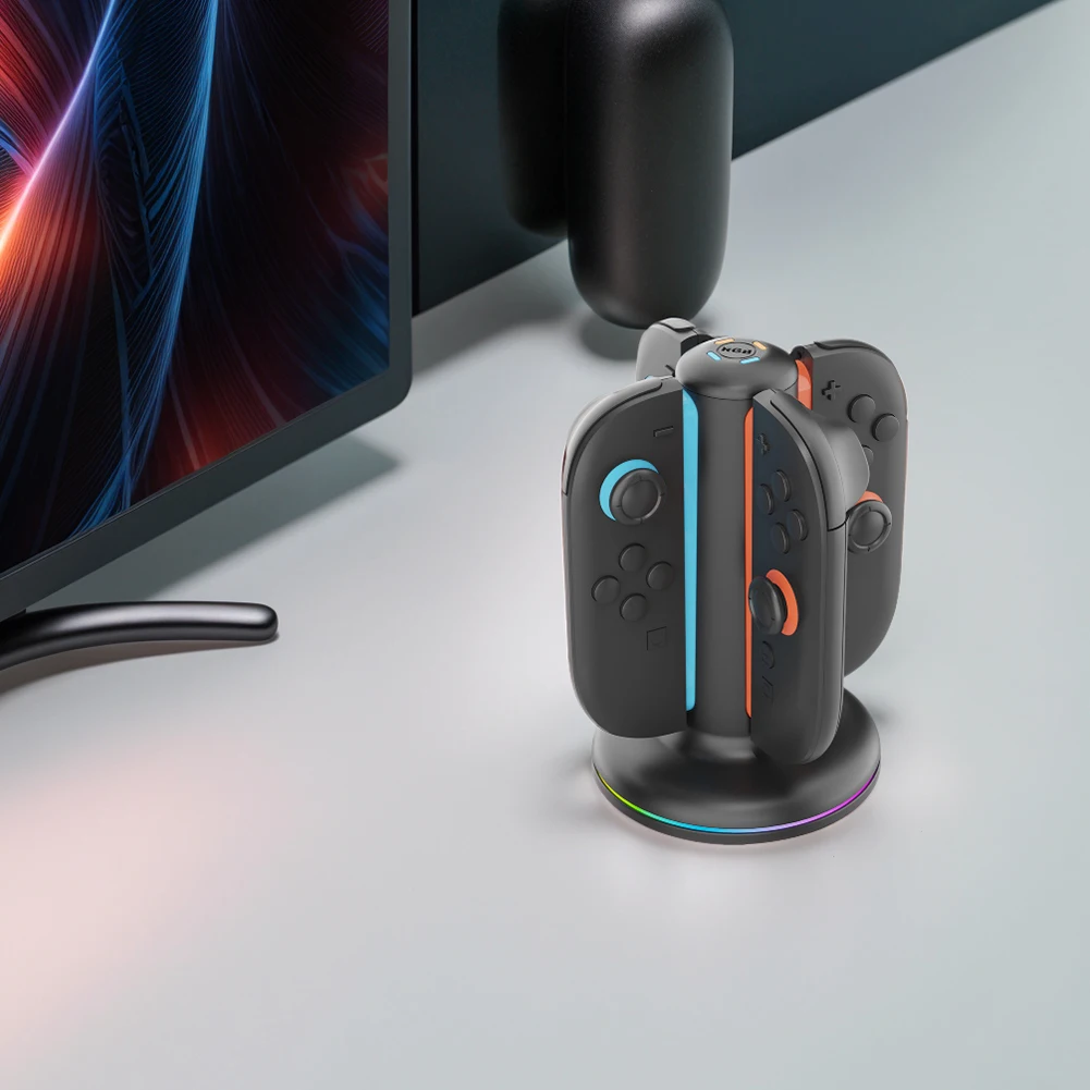 شاحن وحدة التحكم مع أضواء وحدة تحكم مغناطيسية شاحن حامل محطة شاحن مغناطيسي لنينتندو سويتش 2