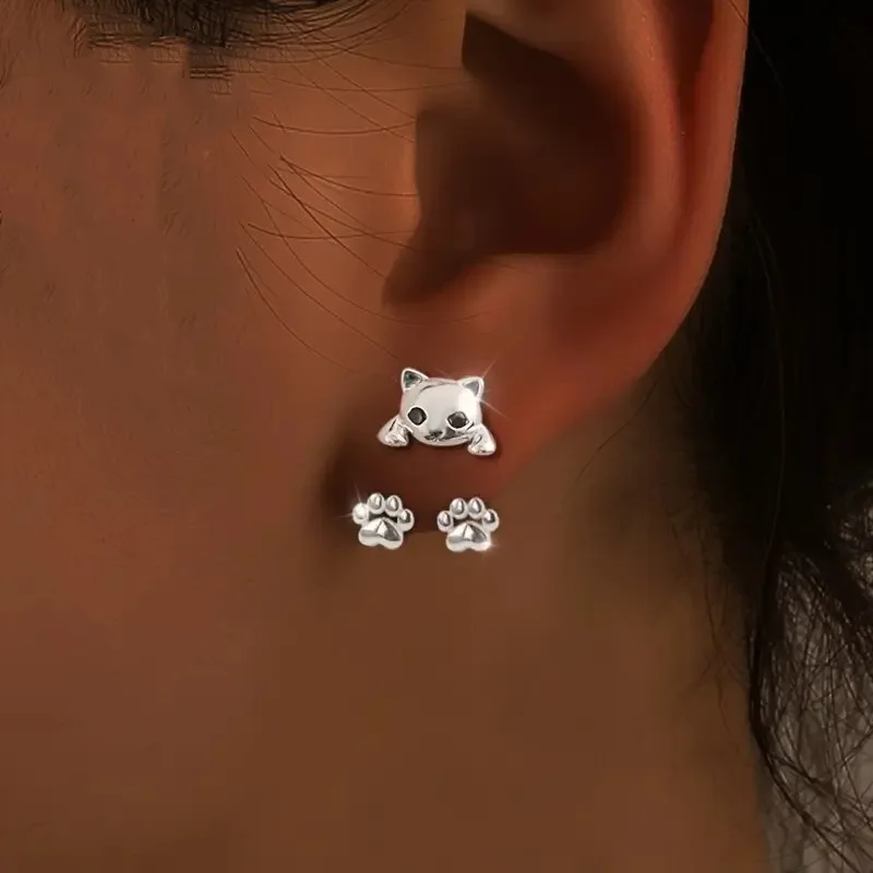 خمر القط القط باو الظهر شنقا وأقراط فريدة من نوعها المتخصصة تصميم الراقية الأقراط هدية الأقراط