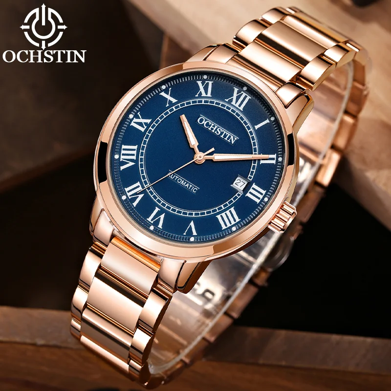 

Часы OCHSTIN Luminous Hand Master Series с автоматическим механическим механизмом, мужские, с ремешком из нержавеющей стали, календарь, часы-хронограф