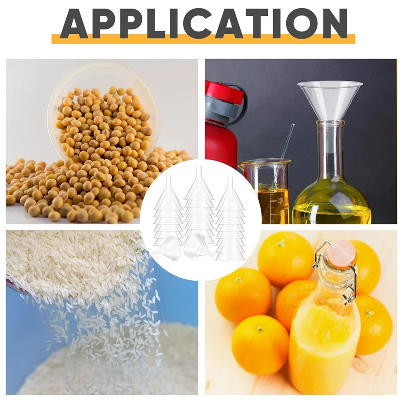 ABDJ-Grande set di imbuti in plastica trasparente da 24 pezzi Imbuti a bocca larga da 4,7 pollici con beccuccio esteso per bottiglia d'acqua per il riempimento