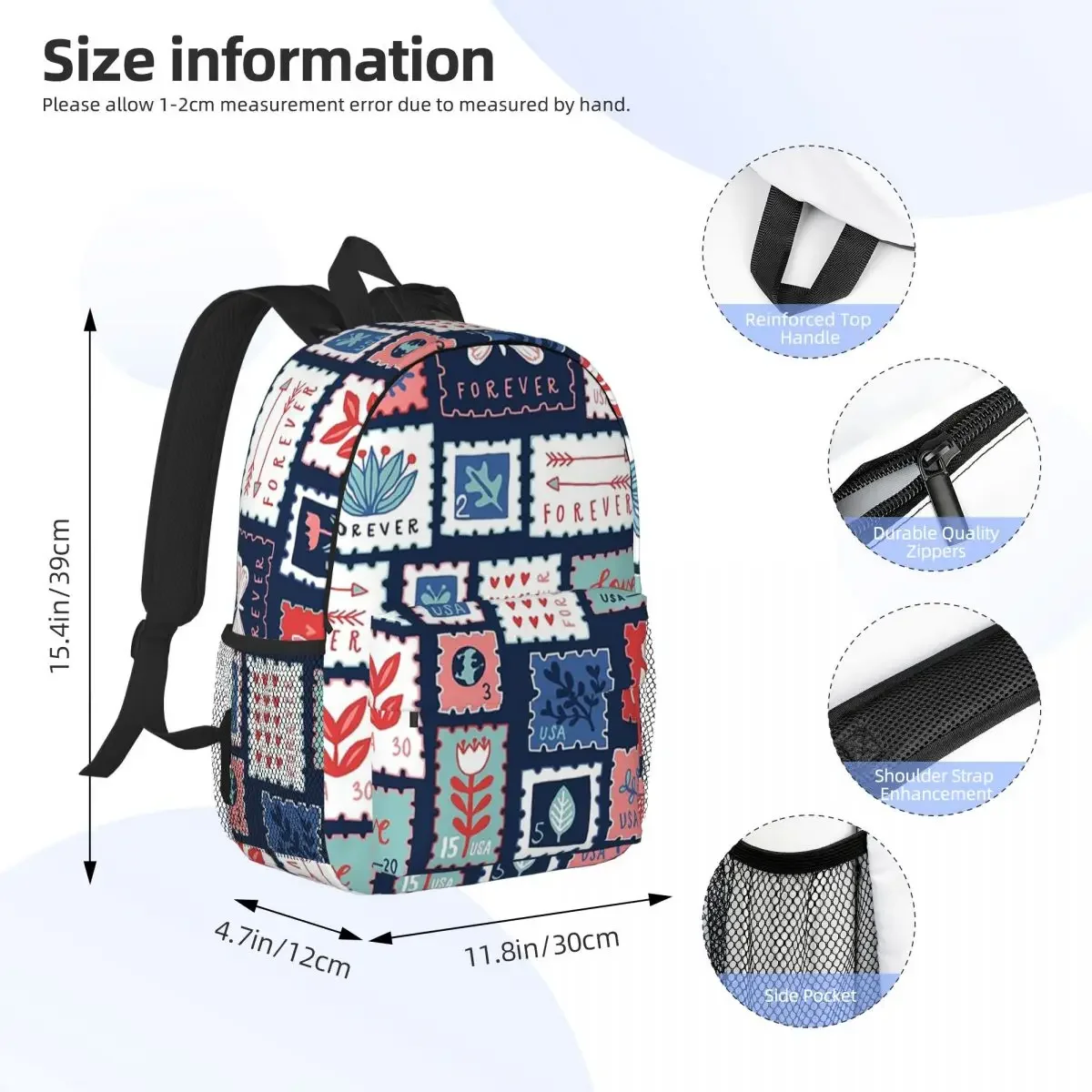 FOREVER STAMPS Backpacks Teenager Bookbag Casual Children School Bags Travel Rucksack Shoulder Bag Large Capacity