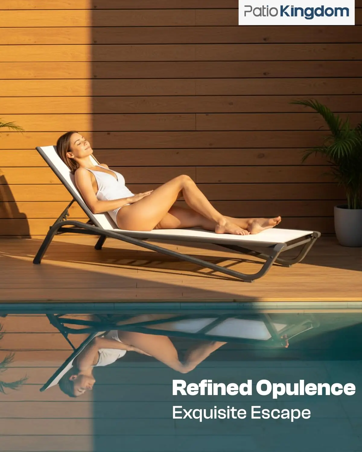 Aluminum Pool Lounge Chair 5-Position Adjustable Backrest Textilene Outdoor Recliner for Poolside Beach Deck, Customized