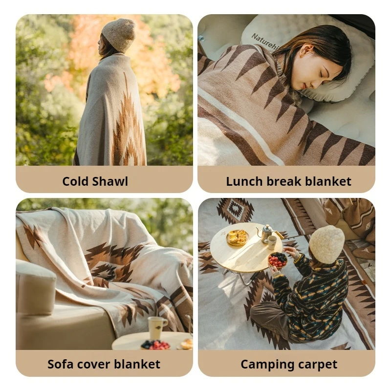 Naturehike Wool Blanket Picnic Mat Shawl Multifunction Ground Floor Carpet Outdoor Poncho Thickened Warm Portable Ultralight