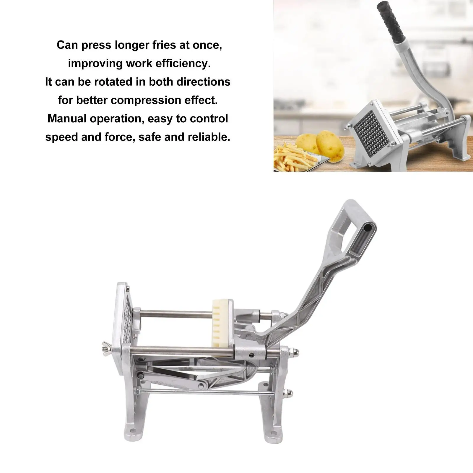 Stainless Steel Manual French Fry Cutter - Efficient Potato Cutting Machine for kitchen Use