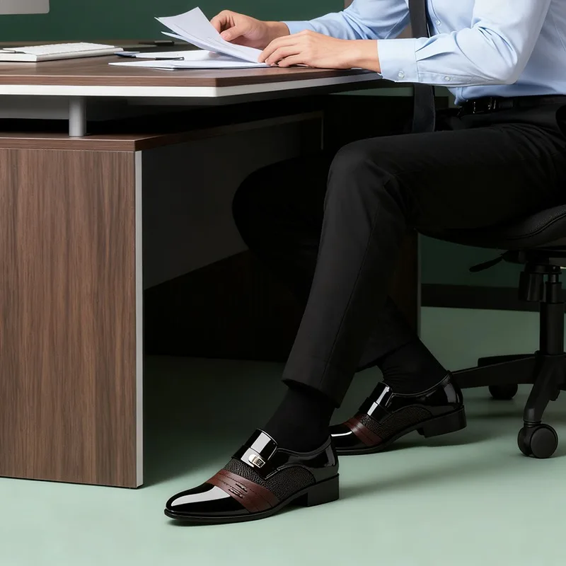 

1 пара деловых мужских кожаных туфель большого размера, черная британская повседневная летняя дышащая мужская обувь с сеткой, размер 39-47