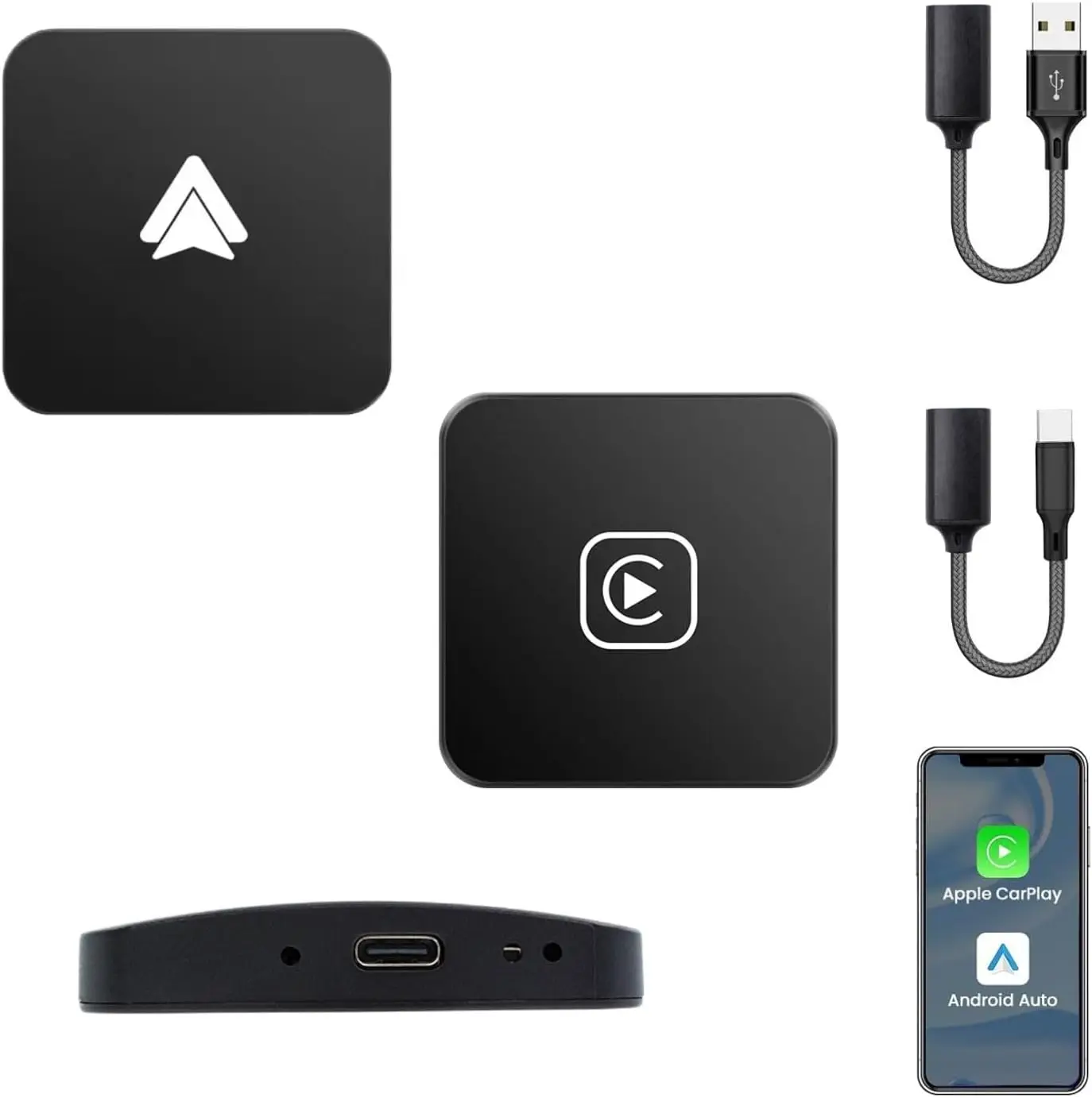 

Беспроводной адаптер CarPlay и Android Auto 2-в-1 Mini AI Box, быстрая стабильность Plug and Play