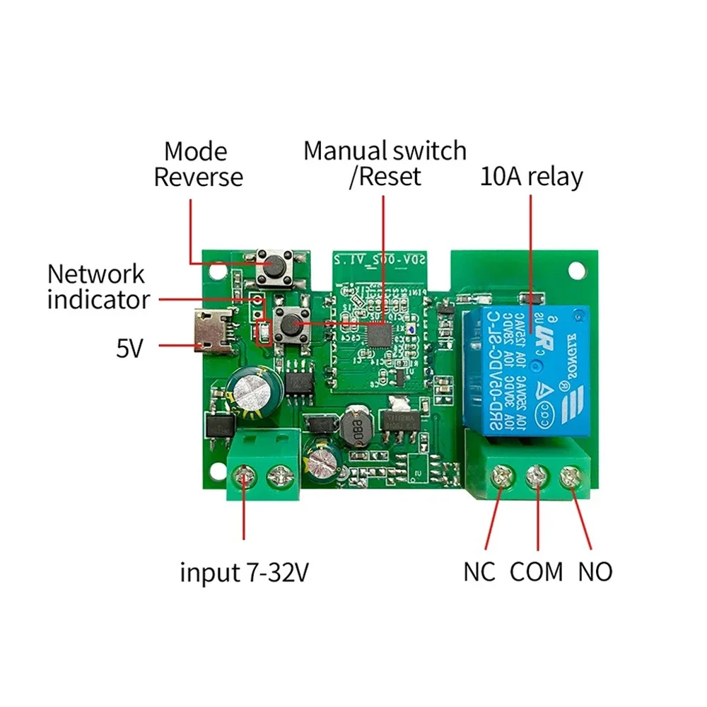 Ewelink Wifi RF Garage Door Switch Wireless Self-locking Relay Module 1CH 5V AC DC Zigbee Relay Module Smart Control Module