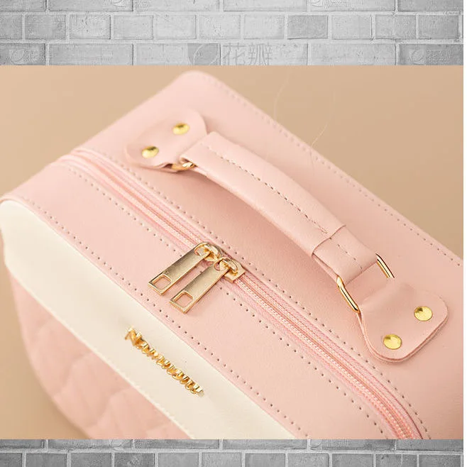 New Smart LED Makeup bag With Mirror Waterproof PU Leather Travel Cosmetic Case For Women