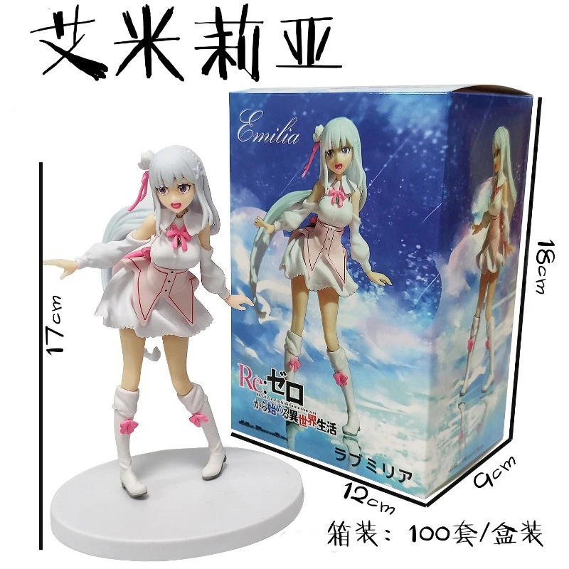 Anime Re Life in a different world from zero Emilia Standing posture kawaii Action Figure PVC Model Statue Toys Desk Decor Gifts