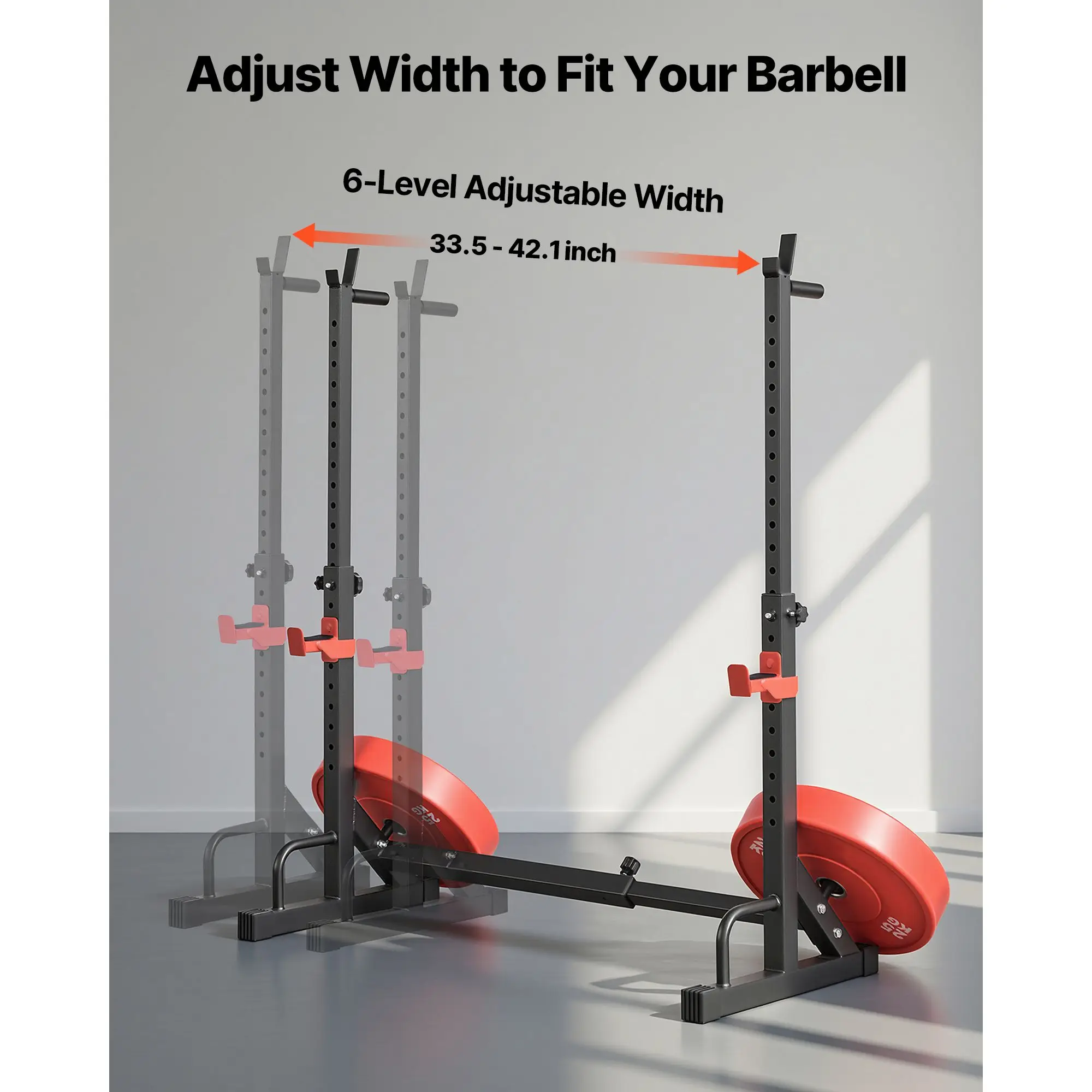 Power Cage Squat Rack, Home Gym Power Rack with Adjustable Height & Width, 550LBS Strength Training Workout Equipment with Barbe