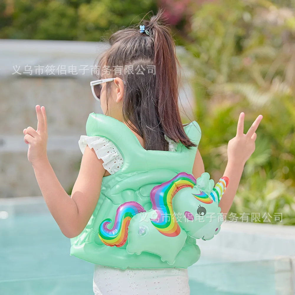

New Children's Swimming Ring Ins Rainbow Horse with Wings Inflatable Vest Baby Girl Buoyancy Swimsuit Pool Floating Ring
