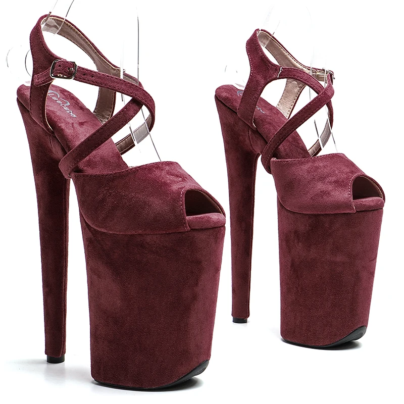 Leecabe 23CM / 9inches suede  Upper small  Open toe  fashion  Platform High Heels Sandals stripper heel Pole Dance shoes