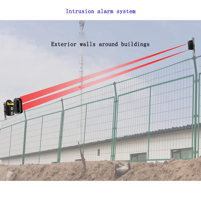 100 Meter Actieve Infrarood Teller Detector Gemonteerd Buiten Dual-Beam Sensor Bedraad Inbraakalarmsysteem Thuis Perimeter