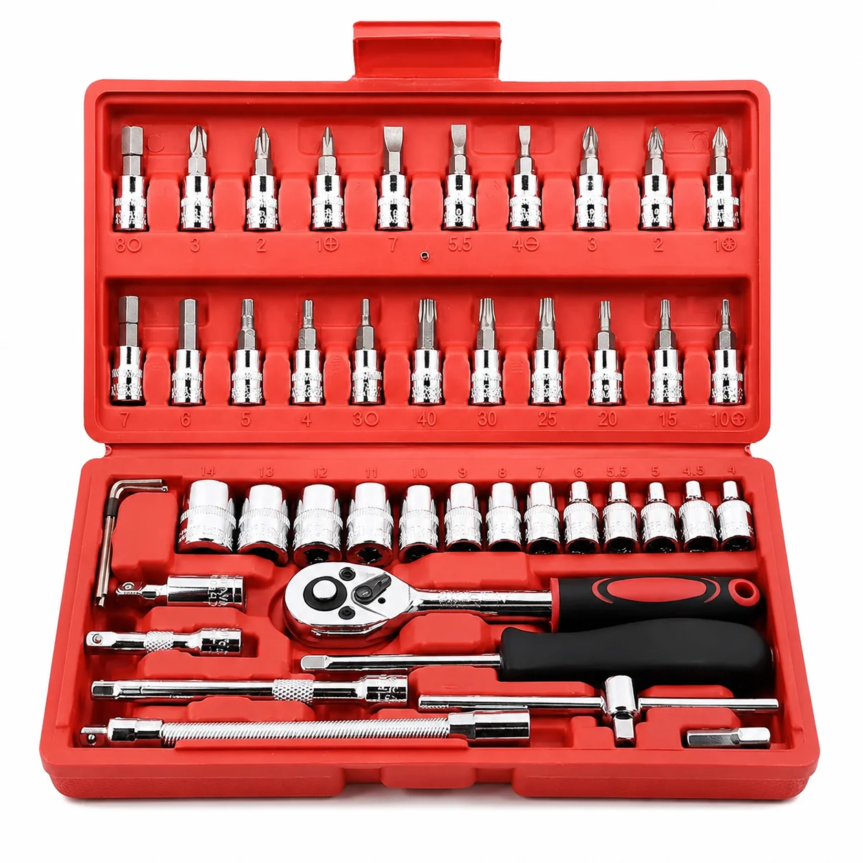 Complete Socket Wrench Tool Kit with Portable Carry Storage Box, All-in-One Household Hand Hardware Combination Tools, Multi-Functional Repair Tool Set for Furniture Assembly, Appliance Fixing, Bicycle & Auto Daily DIY Maintenance
