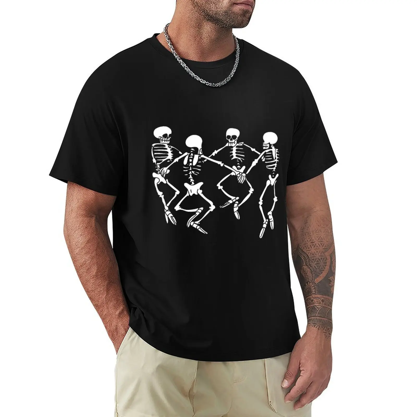 Dancing Skeletons 3 T-Shirt Work Wear Short Sleeve T-Shirt