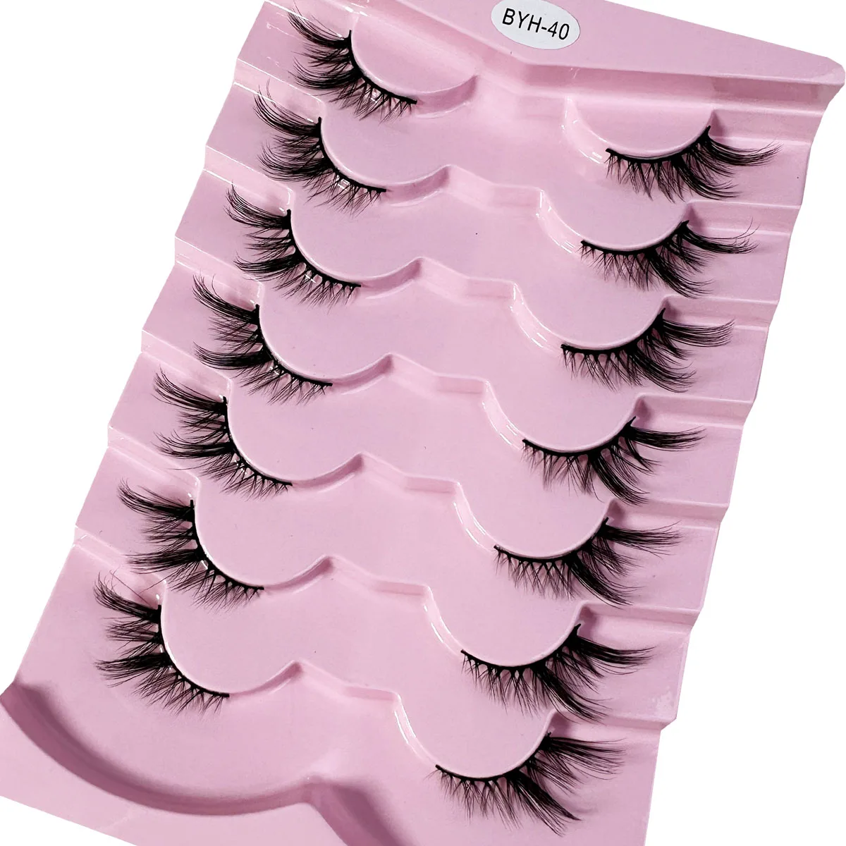 7 ペアハーフ偽まつげソフトナチュラルルックキャットアイまつげうっすらと交差したふわふわまつげ