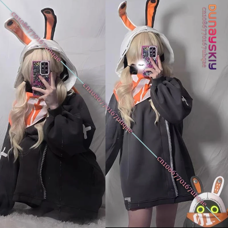 SAIKOU/Bangboo Hoodie Mantel Eous Cosplay Kostüm Spiel Zenless Zone Zero Tägliche Kleidung Kaninchenohr Hut Schal Karneval Anzug Halloween