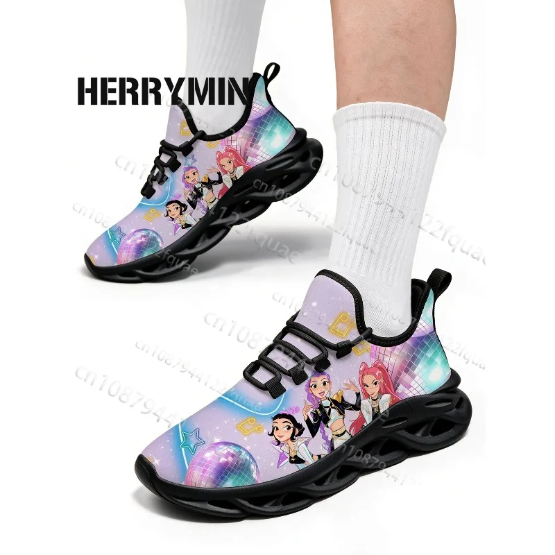 Children's Parent-child Shoes for Spring Cartoon Character Print Lightweight Sneakers Breathable Flat Heel Lace-up Casual Shoes