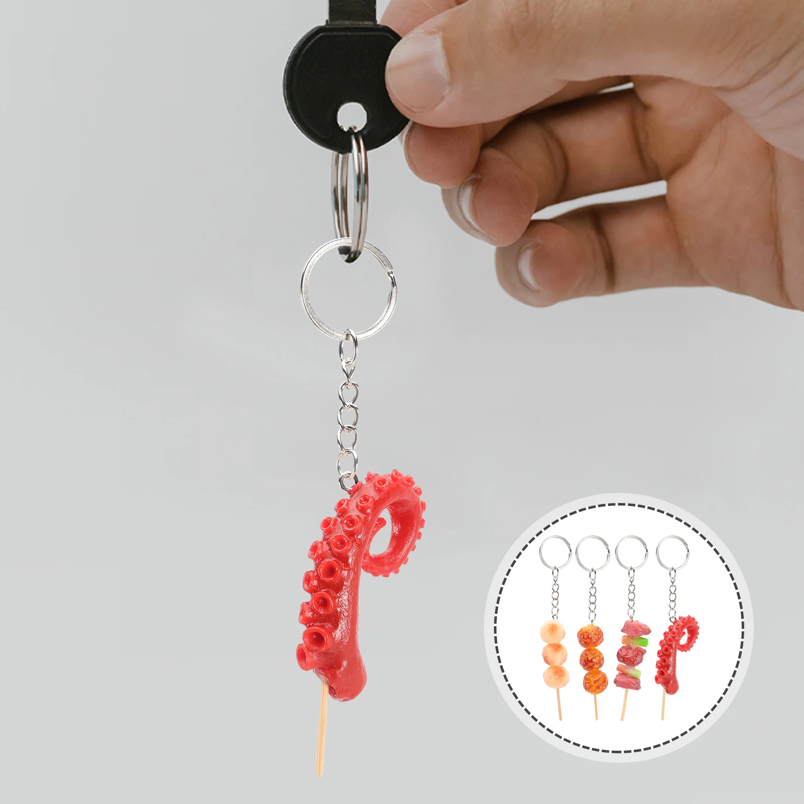 

4 Pcs BBQ Keychain Imitation Food Simulated Cute for Backpack Keychains Mini