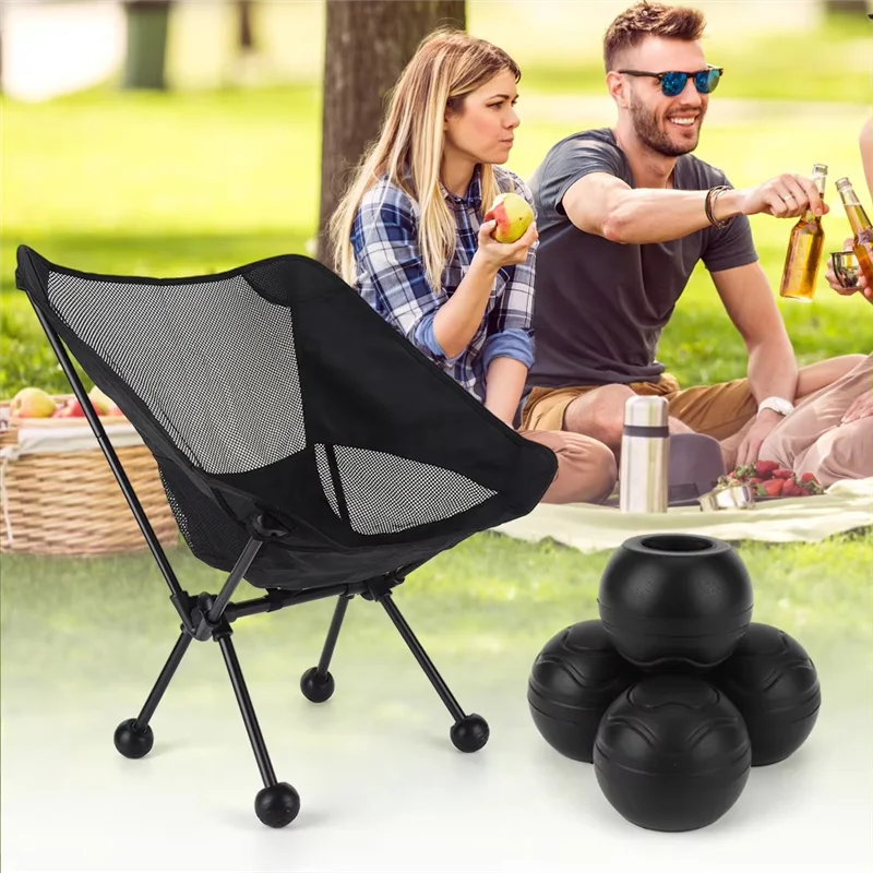 TKOH-4Pcs Shock Absorption Anti Slip For Chair Leg Protectors Moon For Chair Foot Cover Stabilizing Rubber Ball Feet