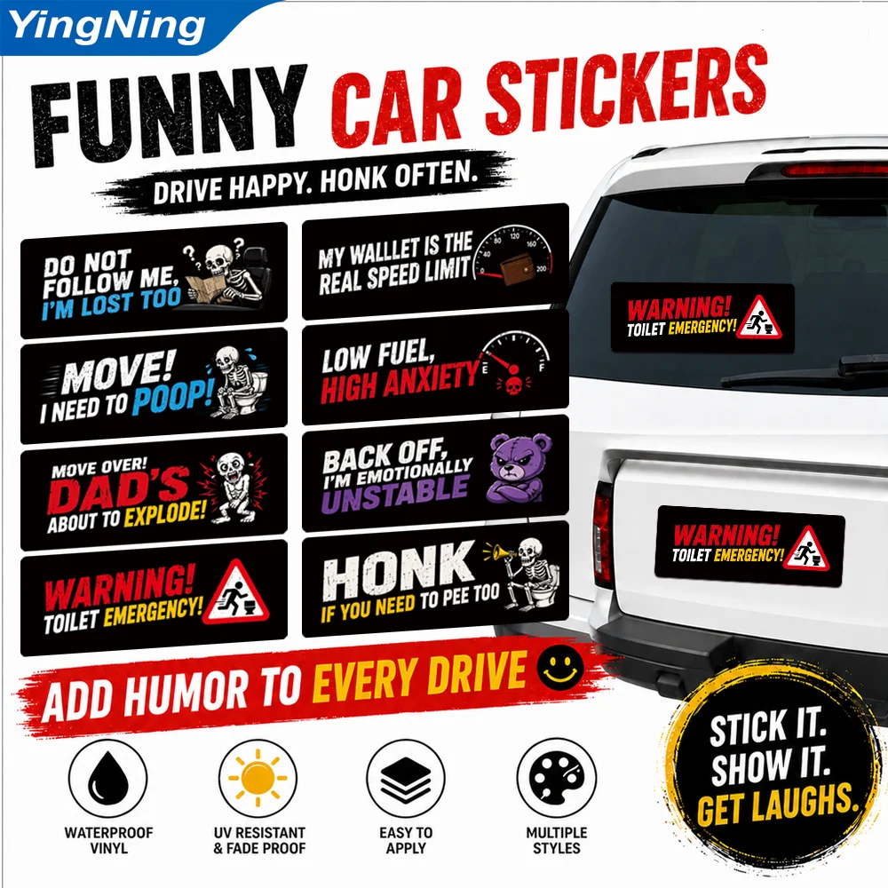 Funny Car Stickers Waterproof Vinyl Bumper Decals Humorous Warning Quotes for Rear Window Body Cars Trucks SUVs Multiple Styles