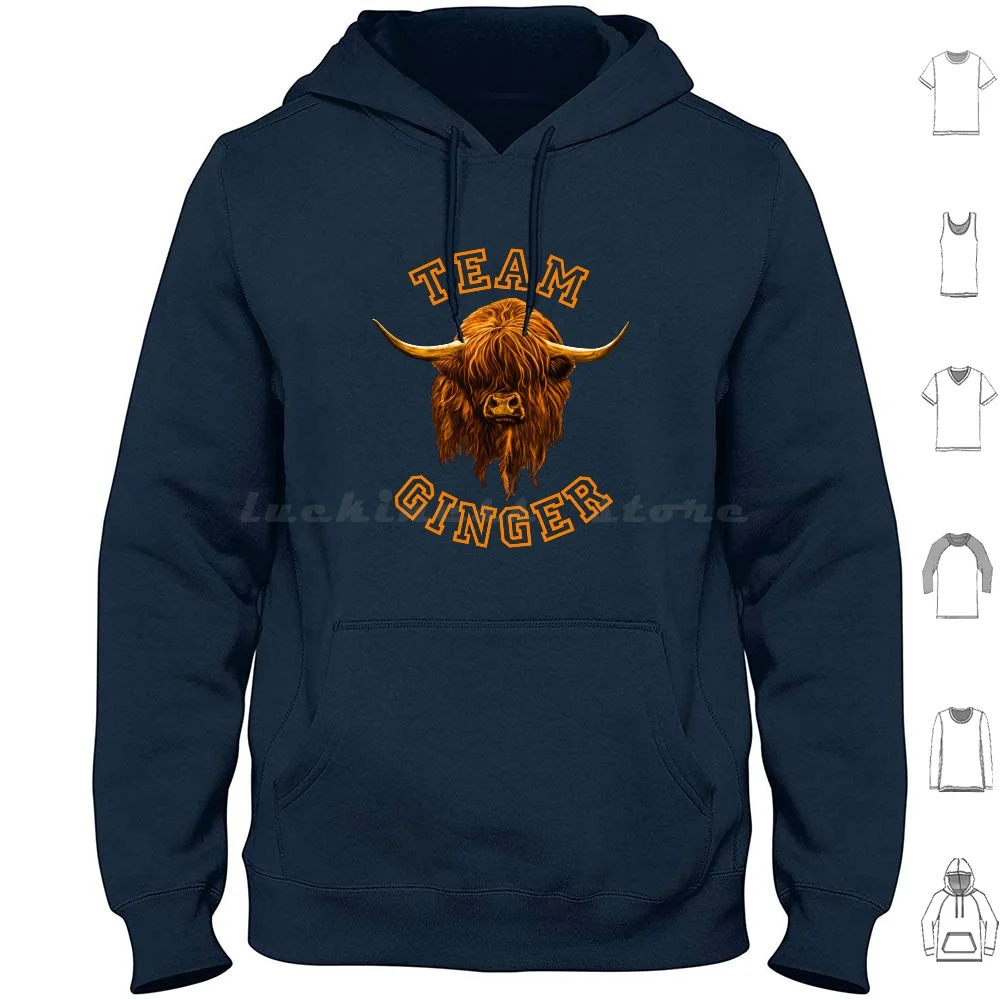 Team Ginger Scottish Highland Cow Hoodie cotton Long Sleeve Team Ginger Team Ginger Scottish Highland Cow Scotland