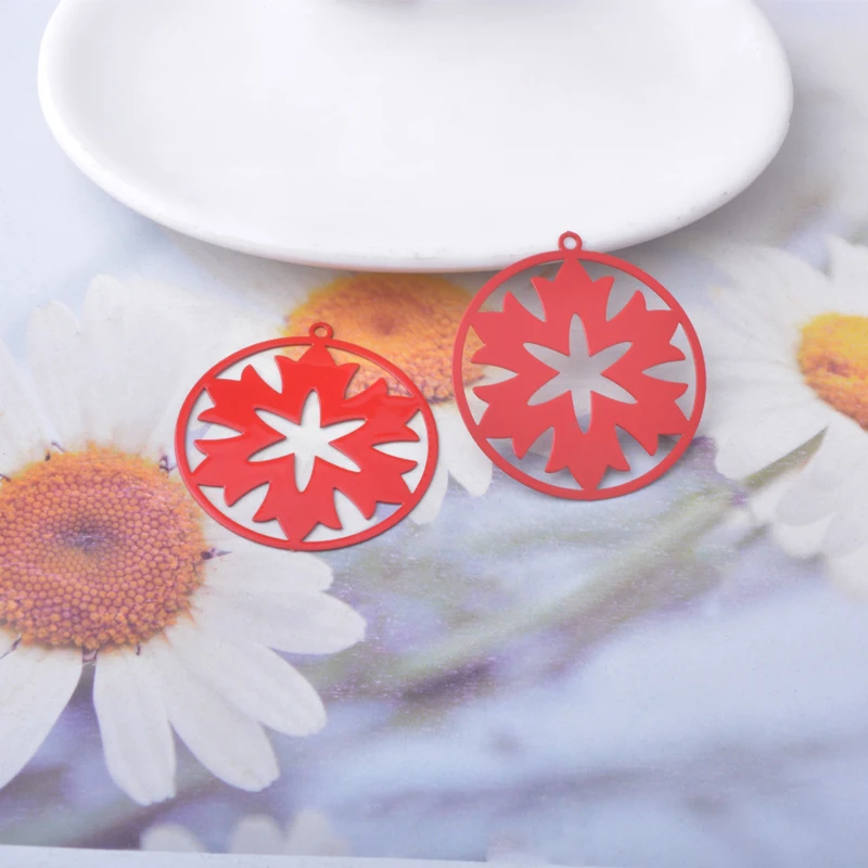 20 Stück AB9335 Messing-Schmuckanhänger in Form von Schneeflocken und Blättern, bemalte Weihnachtsanhänger, DIY-Accessoires für Damenohrringe – Detail 11