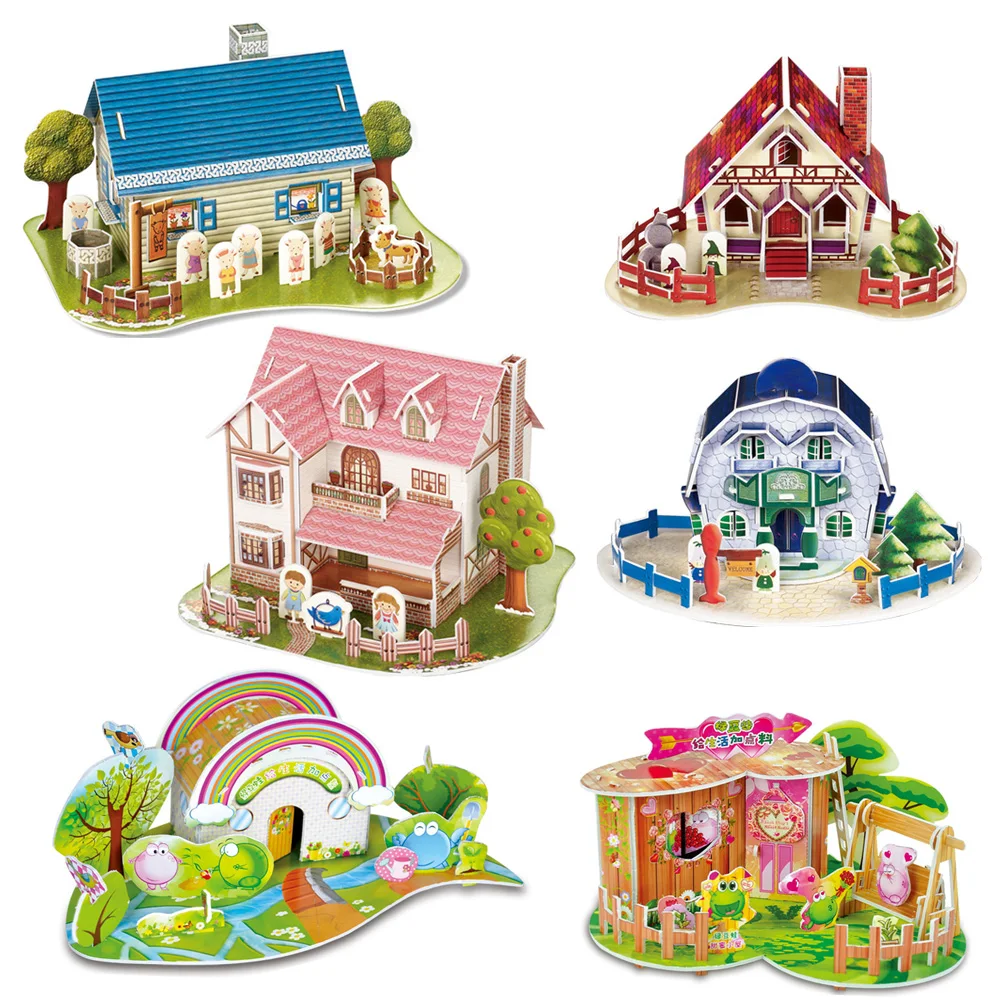 Mini Cottage 3d Puzzle Drawing Assembly Diy Model Toys Children's Game World Building Puzzle Toys Children's Gift P015