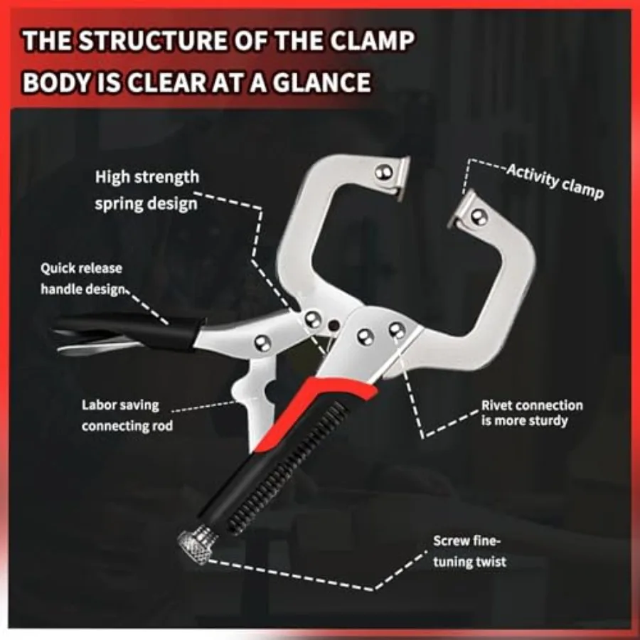 مجموعة كماشة قفل مكونة من 6 قطع بأنف طويل 61 2 91 2 فك منحني 5 7 10 CClamp 6 برغي قابل للتعديل لعقد الدقة وآمن