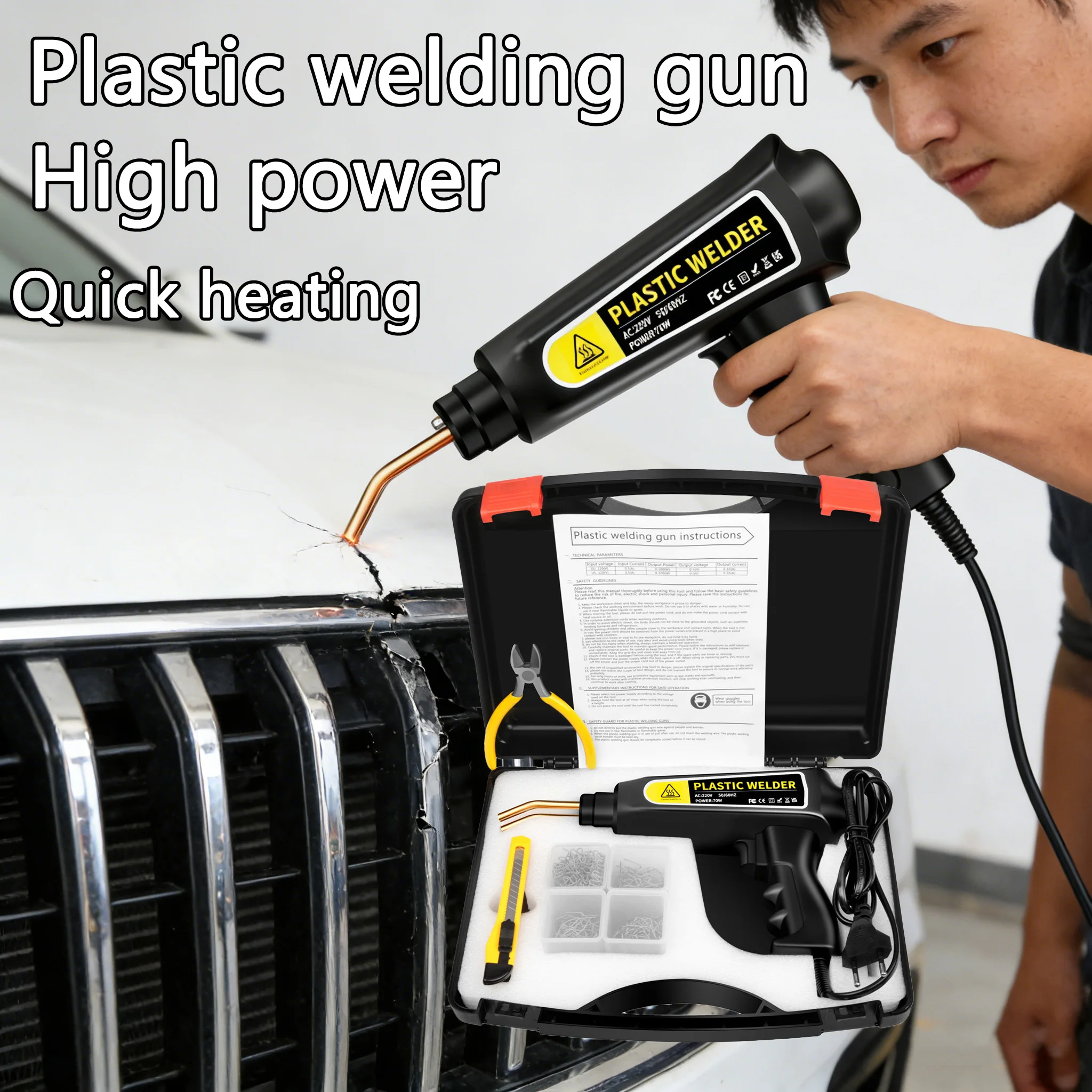 

Plastic Welding Gun for Car Bumper Repair Heat Laminator Multi-function Bumper Repair Kit Automotive Fix Durable Easy to Use