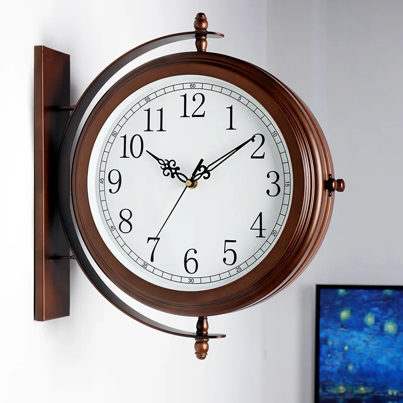 Double Sided Digital Clock Living Room Household Two Sided Metal Minimalist Wall Mounted Clock